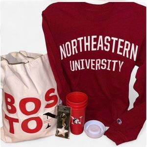 Northeastern University x Starbucks Champion Shirt Tote Reusable Cups Gift